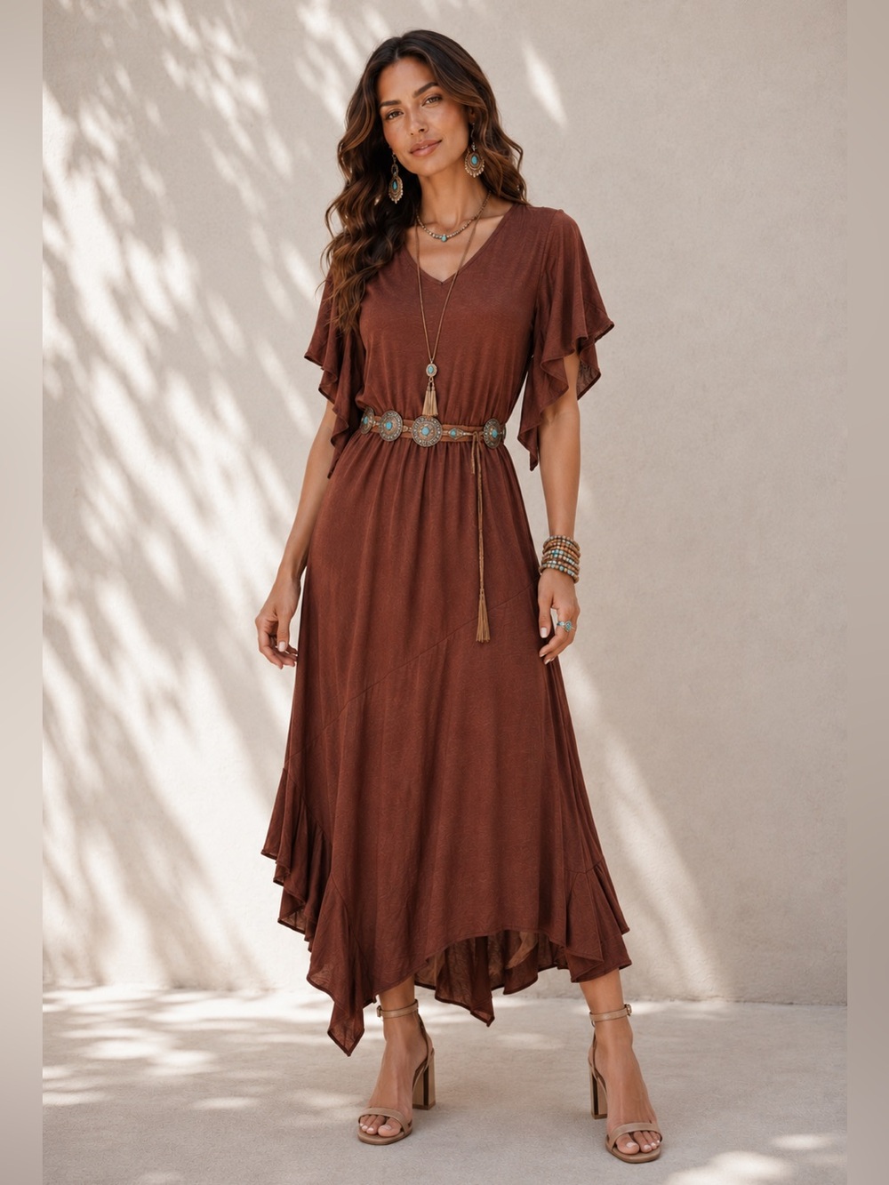 $88 NWT Women’s Joyfolie Mia Joy Ricard Cedarwood Maxi Dress Sz XS